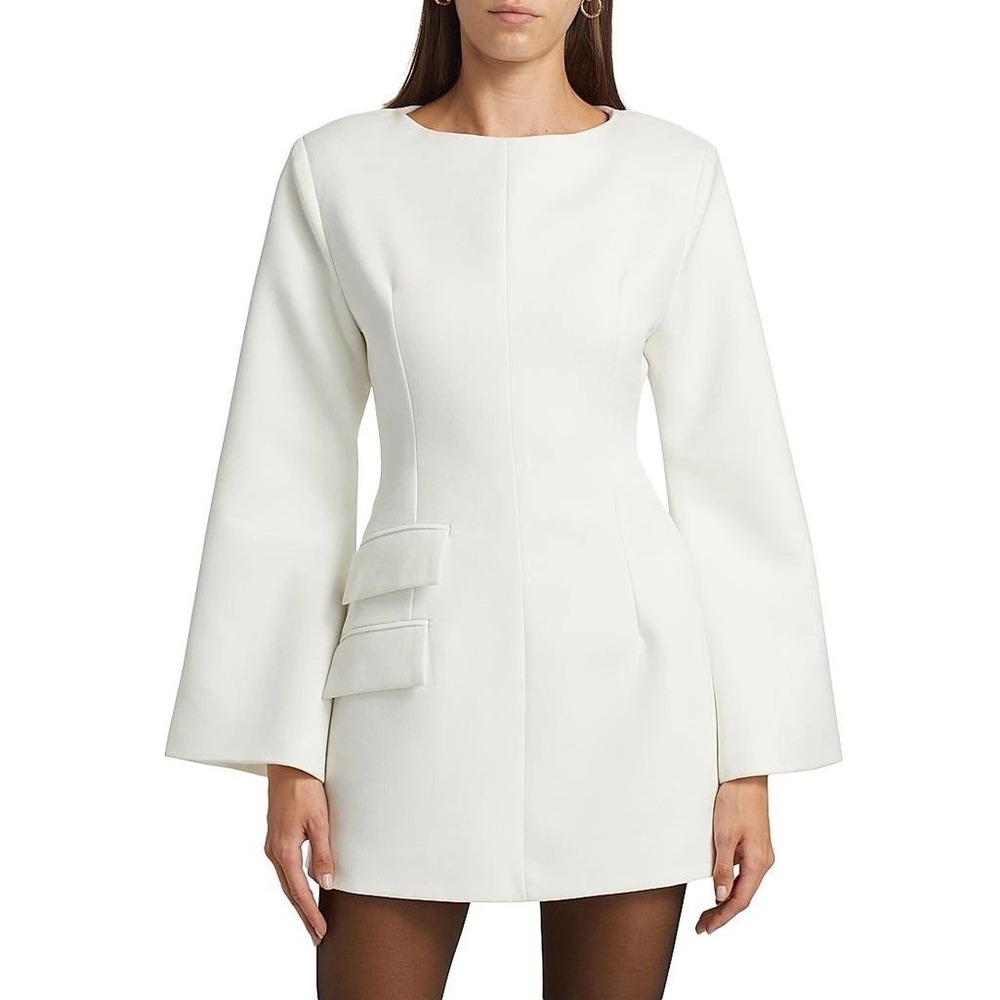NWT Nonchalant Label Esther Long Bell Sleeve Mini Dress Small White‎ READ